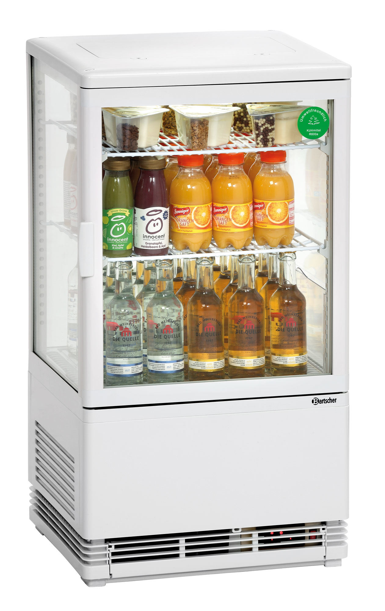 Mini-Kühlvitrine 58 Liter weiss
