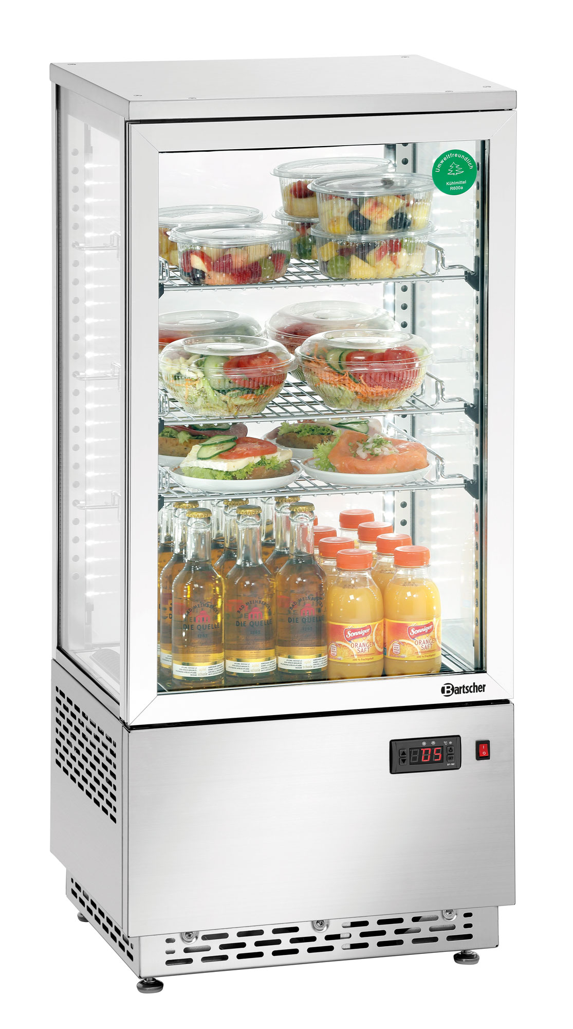 Mini-Kühlvitrine 78 Liter Edelstahl