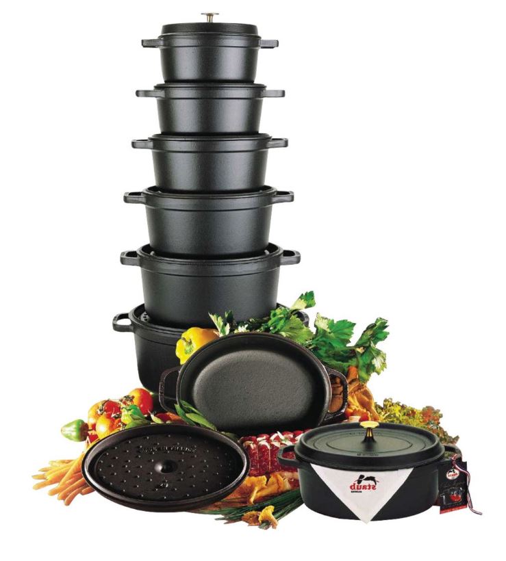 Stahlgusskasserolle mit Deckel 5,5 Liter